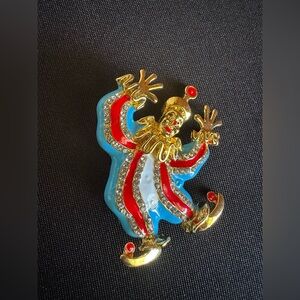 Red, White & Blue Enamel Clown Brooch